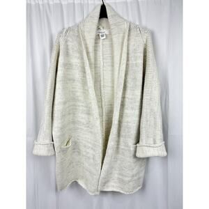 Workshop Republic Clothing Open Front Cardigan Cream Heather Size L Pockets Cozy